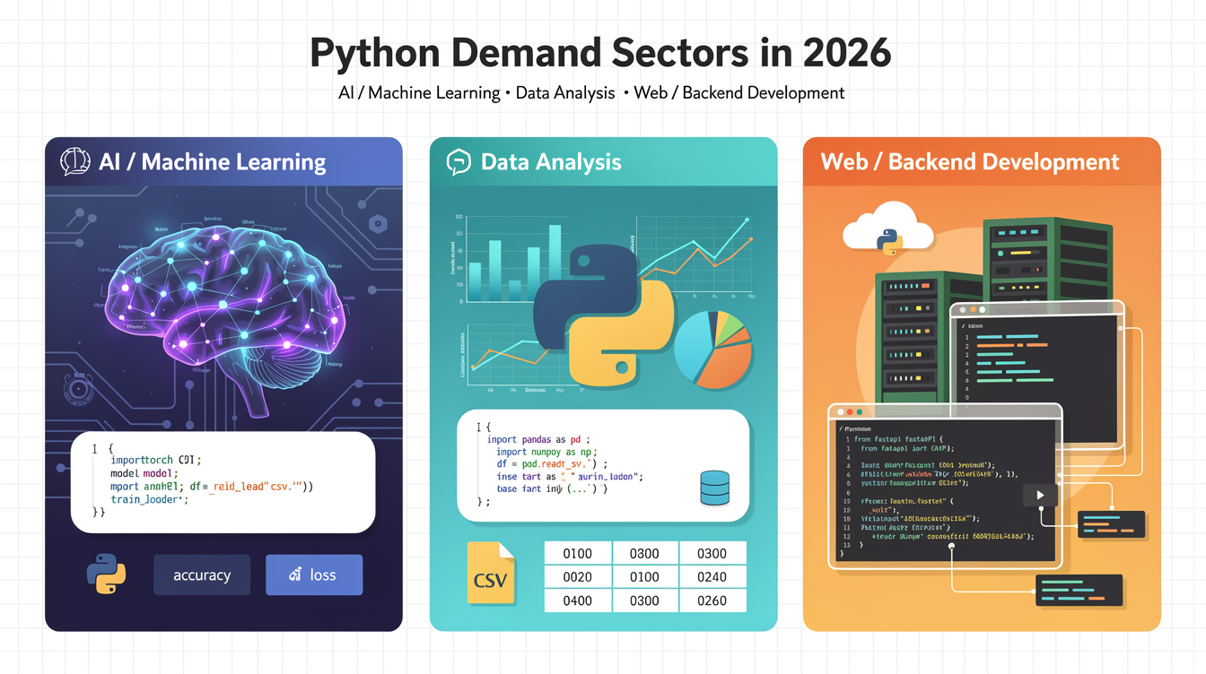 2026년 파이썬 수요 폭증 분야 Top 3 인포그래픽