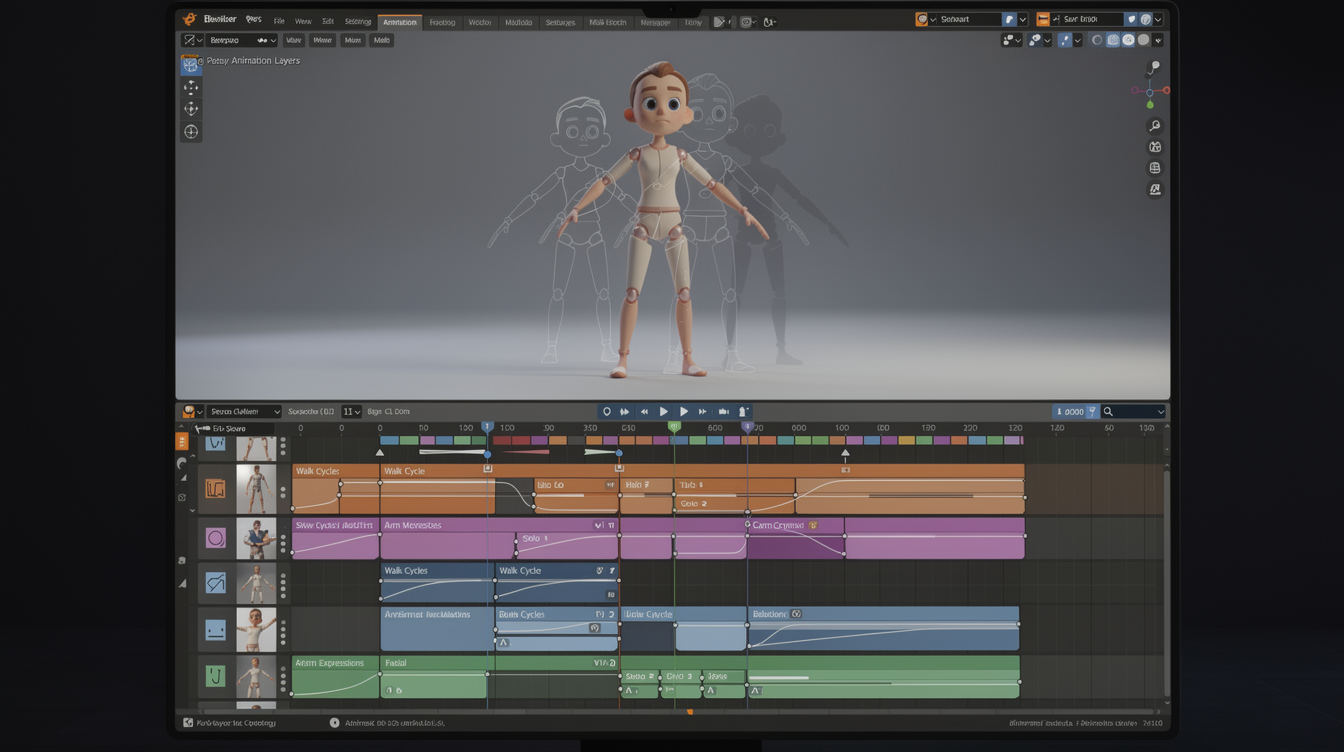 Animation Layers 애드온을 이용한 다중 레이어 애니메이션 작업 환경