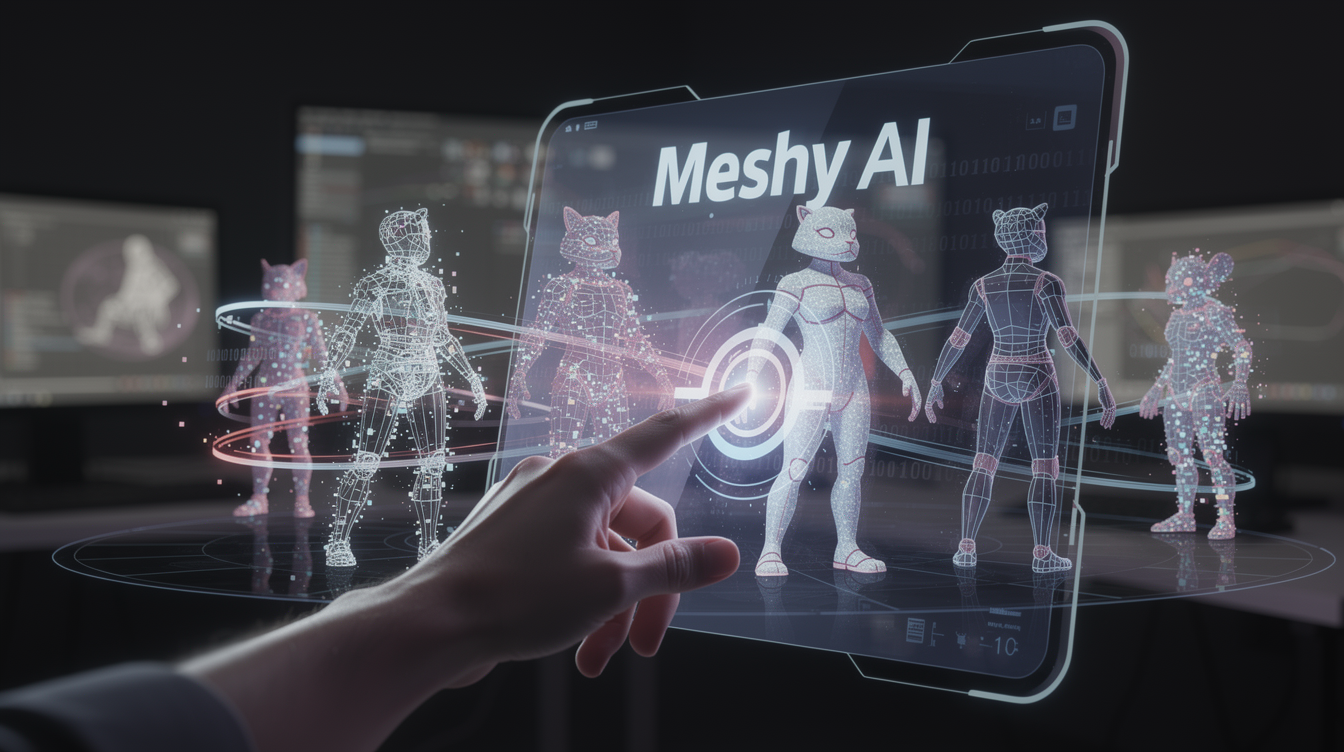 Meshy AI를 통해 AI 3D 애니메이션 창작을 시작하는 첫걸음을 상징적으로 표현한 이미지