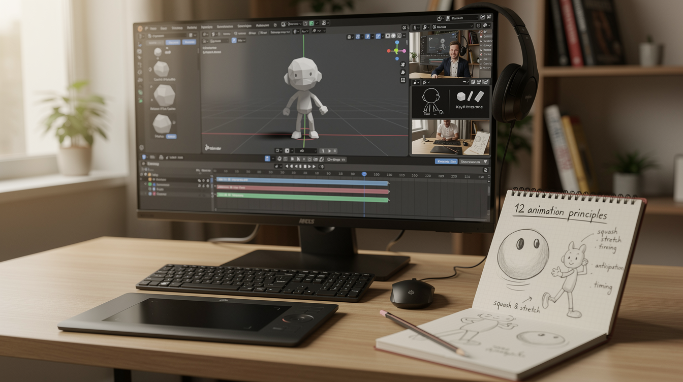초보자를 위한 3D 애니메이션 학습 환경과 튜토리얼 학습 모습