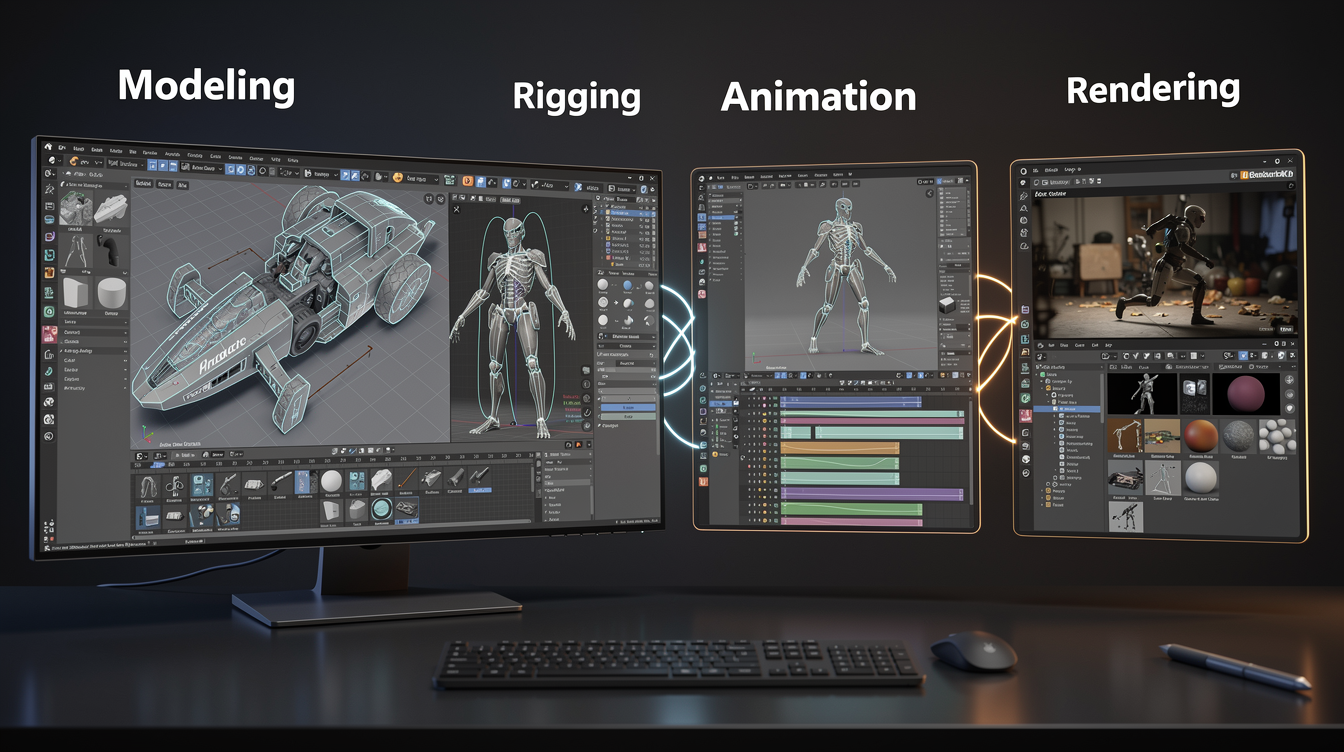 Blender 애니메이션 제작의 4단계 워크플로우와 애드온 역할
