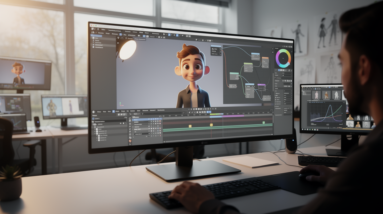 Blender EEVEE 렌더러를 활용한 실시간 애니메이션 작업 장면