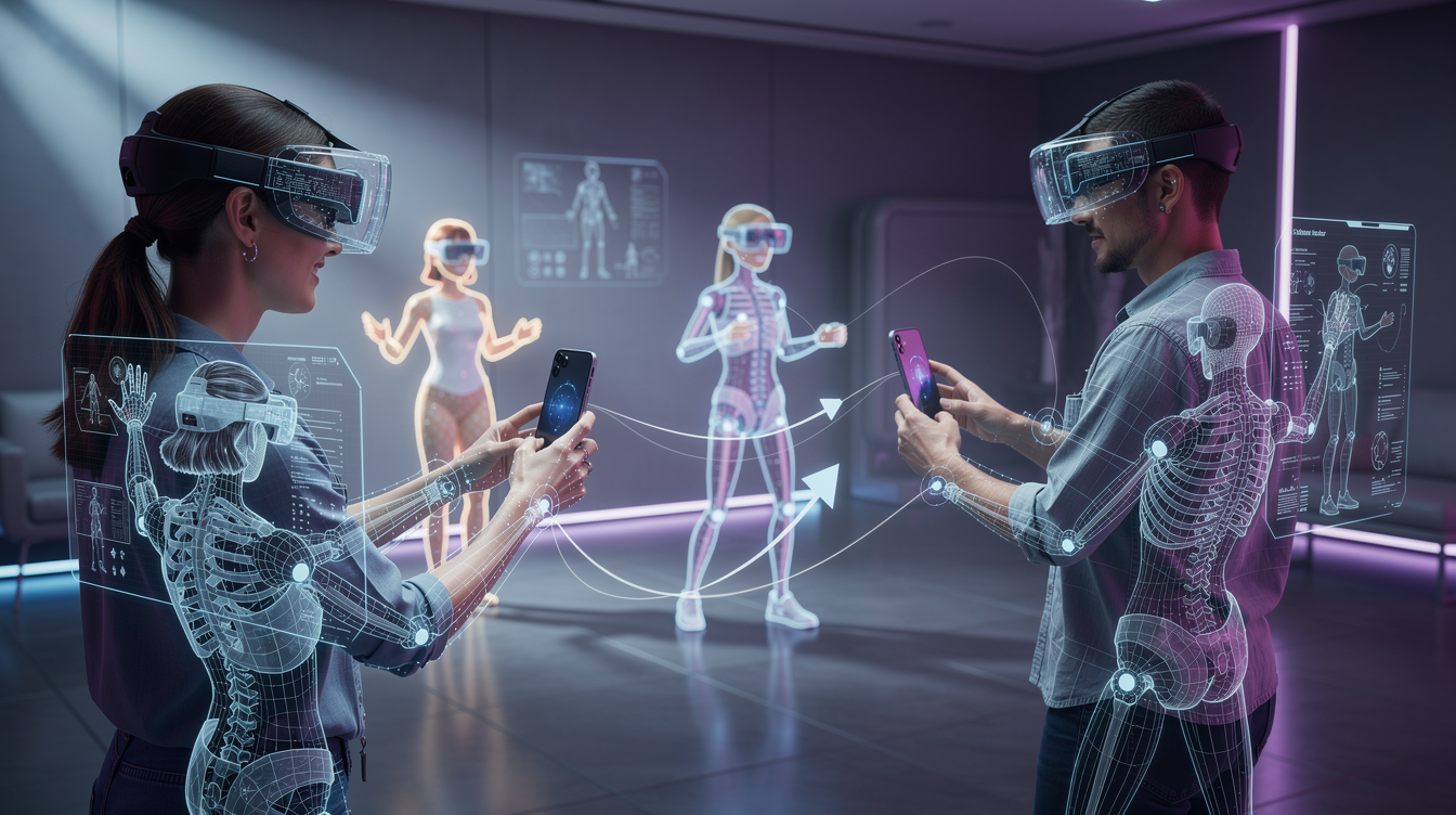 스마트폰 카메라와 VR 헤드셋으로 AI 모션 캡처가 이루어지는 몰입형 VR/AR 환경