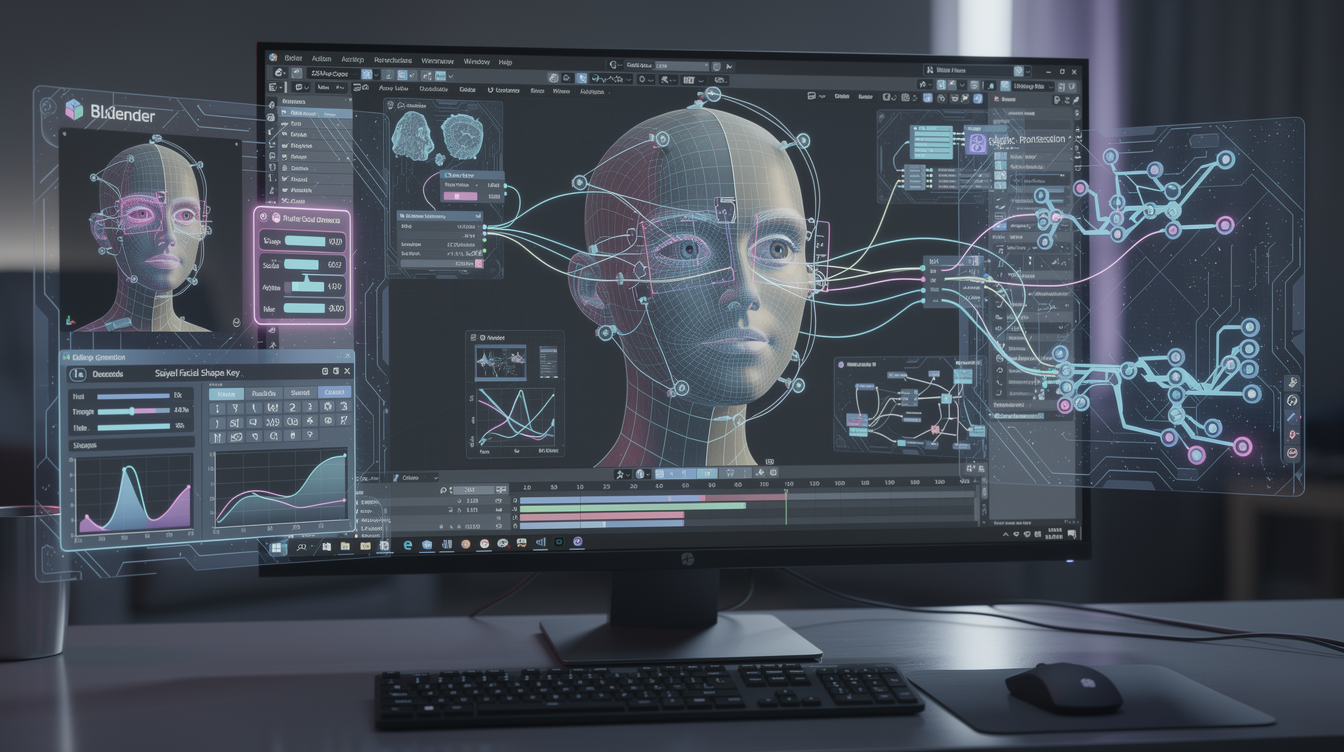 AI와 머신러닝이 통합된 3D 애니메이션 파이프라인과 프로시저럴 애니메이션 및 쉐입 키 자동화의 미래 기술 이미지